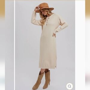 Bluivy Tan Sweater Dress Cozy Stretch Knit NWT size L